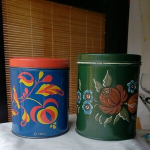 Collectible Vintage Tins/canisters (2) Farmhouse Decor